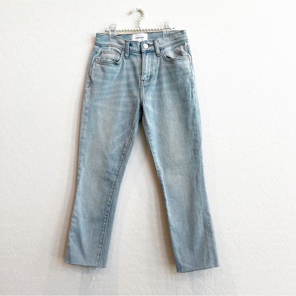 Current/Elliott Women’s Cropped Straight Leg Jeans Raw Hem Light Wash Stretch 24 - Picture 1 of 7
